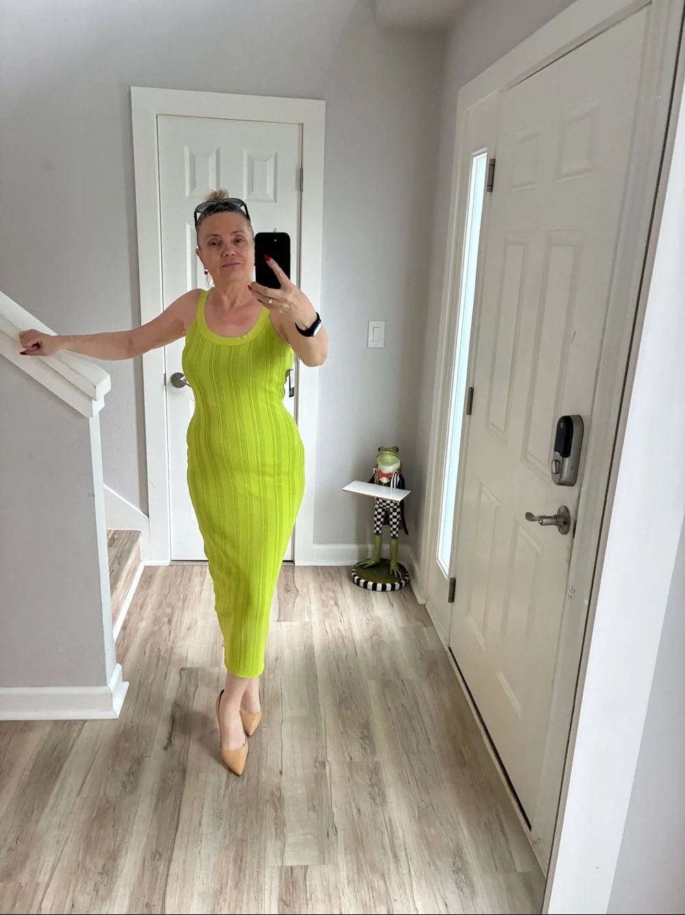 Fleur du Mal Neon Lime Ribbed Tank Midi Dress - Picture 4 of 9